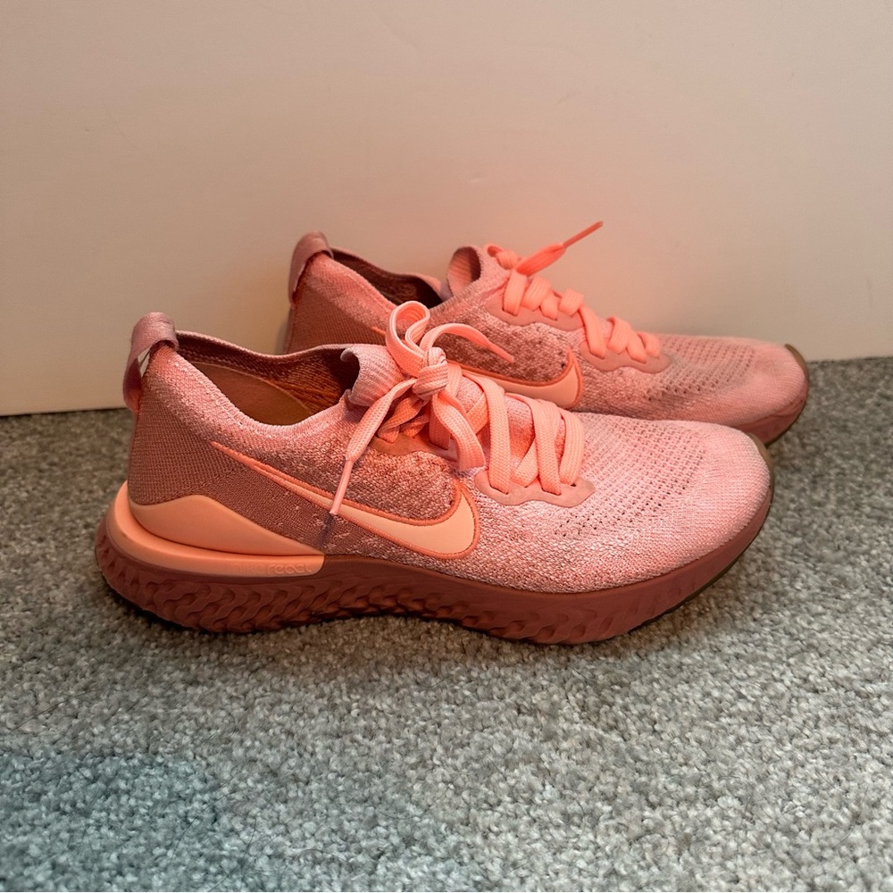 Nike React Flyknit Running Shoes Rust Pink